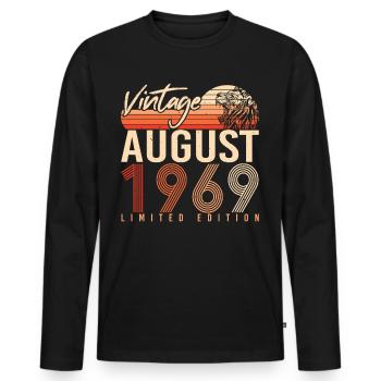 1969 August Retro - Männer Premium Bio Langarmshirt - Schwarz - Vorne - Nico (187cm)