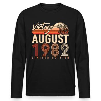 40e anniversaire août 1982 - T-shirt manches longues Premium bio Homme - noir - Devant - Nico (187cm)