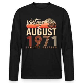 Millésime d’août 1971 - T-shirt manches longues Premium bio Homme - noir - Devant - Nico (187cm)