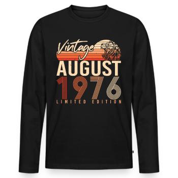 August 1976 Geschenkidee - Männer Premium Bio Langarmshirt - Schwarz - Vorne - Nico (187cm)