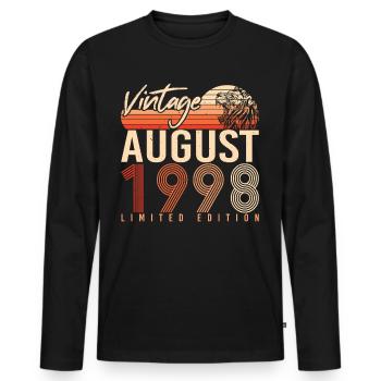Mois de naissance Août 1998 - T-shirt manches longues Premium bio Homme - noir - Devant - Nico (187cm)