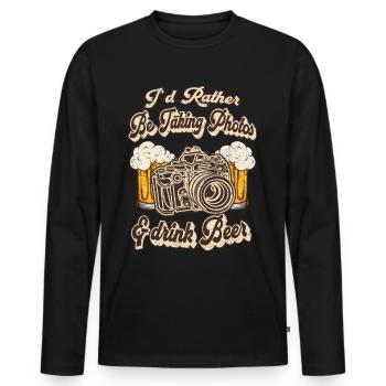 I'd rather take photos and drink beer - Men's Premium Organic Long Sleeve Shirt - black - Front - Nico (187cm)