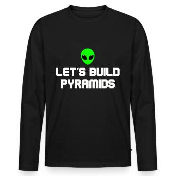 Alien Tshirt UFO Alien Children Mars Gentlemen - Men's Premium Organic Long Sleeve Shirt - black - Front - Nico (187cm)