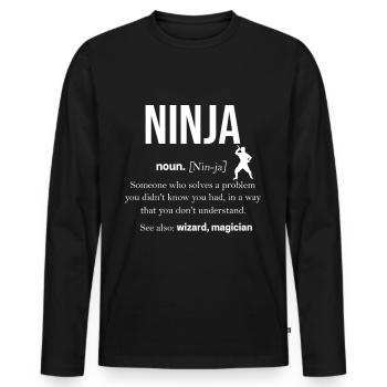 Ninja - Men's Premium Organic Long Sleeve Shirt - black - Front - Nico (187cm)