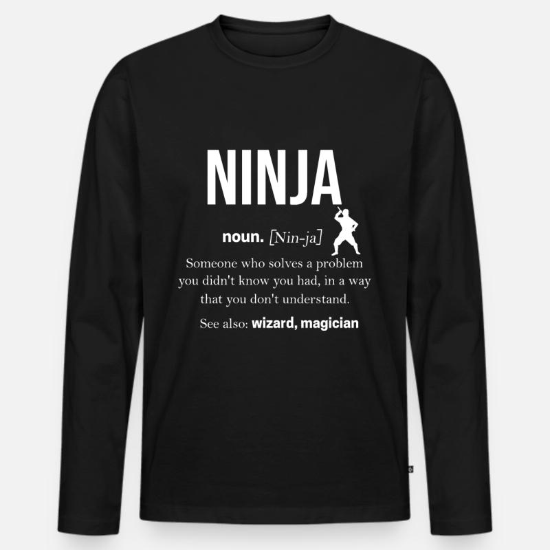 Ninja - Männer Premium Bio Langarmshirt - Schwarz