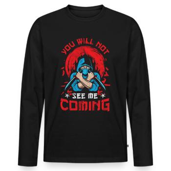 Ninja - Men's Premium Organic Long Sleeve Shirt - black - Front - Nico (187cm)