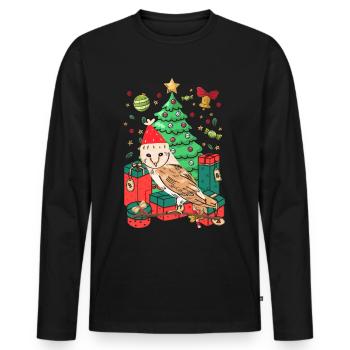 Hibou de Noël laid - T-shirt manches longues Premium bio Homme - noir - Devant - Nico (187cm)