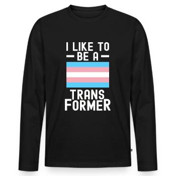 Trans Transgenre Transsexuel Cadeau Queer - T-shirt manches longues Premium bio Homme - noir - Devant - Nico (187cm)