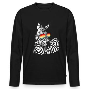 Zebra Gift Black and White Safari Savannah Steppe - Men's Premium Organic Long Sleeve Shirt - black - Front - Nico (187cm)