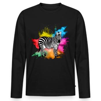 Zebra - Männer Premium Bio Langarmshirt - Schwarz - Vorne - Nico (187cm)