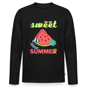 Sweet Summer été pastèque plage soleil cool - T-shirt manches longues Premium bio Homme - noir - Devant - Nico (187cm)