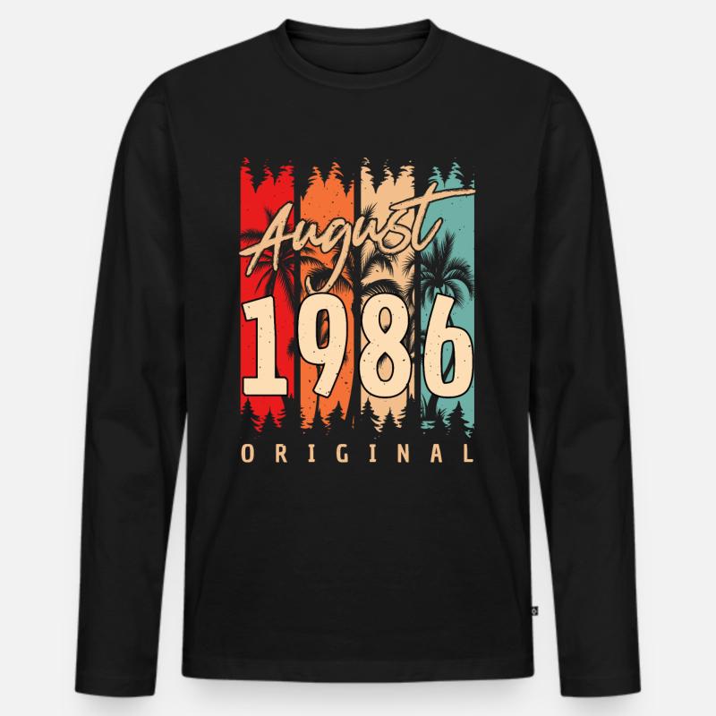 Geschenkidee Für August 1986 - Männer Premium Bio Langarmshirt - Schwarz