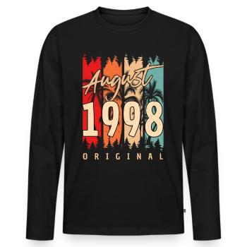 Mois de naissance Août 1998 - T-shirt manches longues Premium bio Homme - noir - Devant - Nico (187cm)