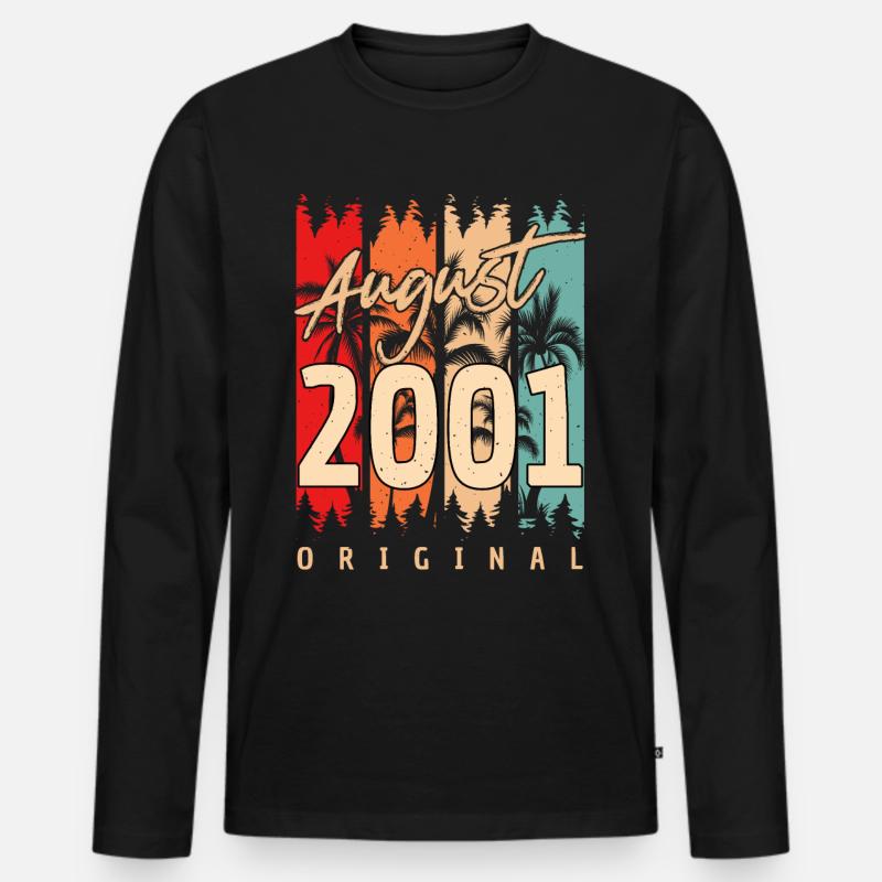 Geburtsmonat August 2001 - Männer Premium Bio Langarmshirt - Schwarz