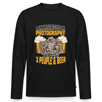 Ich interessiere mich für Fotografie & vielleicht - Männer Premium Bio Langarmshirt - Schwarz - Vorne - Nico (187cm)