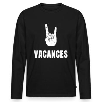 Les vacances c'est cool - Signe Surfeur Shaka - T-shirt manches longues Premium bio Homme - noir - Devant - Nico (187cm)