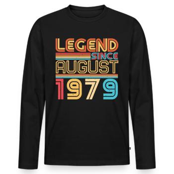 Baujahr August 1979 - Männer Premium Bio Langarmshirt - Schwarz - Vorne - Nico (187cm)