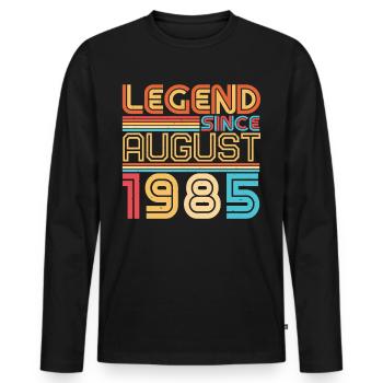 Vœux d’anniversaire pour août 1985 - T-shirt manches longues Premium bio Homme - noir - Devant - Nico (187cm)