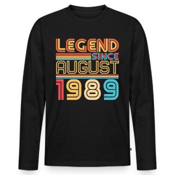 Salutations d’anniversaire pour août 1989 - T-shirt manches longues Premium bio Homme - noir - Devant - Nico (187cm)