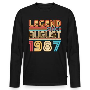 Salutations d’anniversaire pour août 1987 - T-shirt manches longues Premium bio Homme - noir - Devant - Nico (187cm)