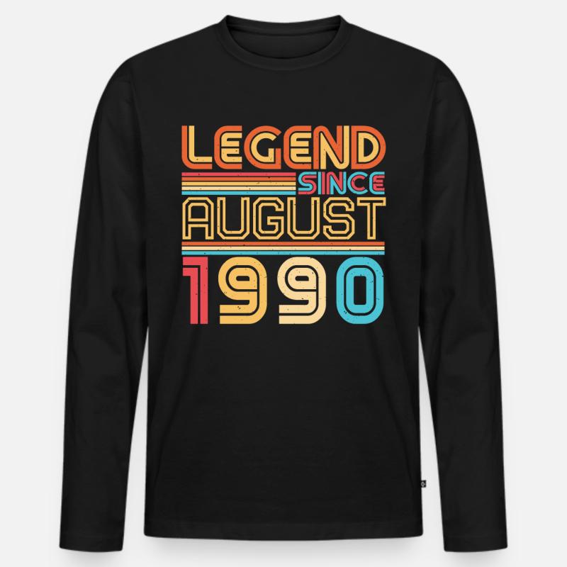 1990 August Vintage - Männer Premium Bio Langarmshirt - Schwarz