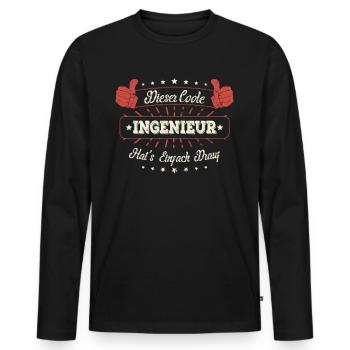 Dieser Coole Ingenieur Geschenk Kollegen Spruch - Männer Premium Bio Langarmshirt - Schwarz - Vorne - Nico (187cm)