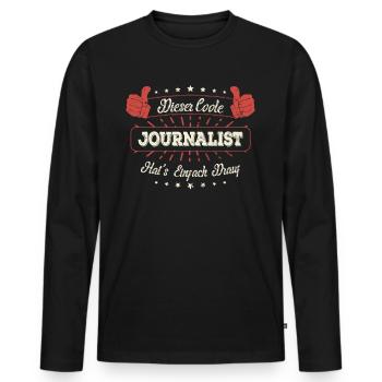 Dieser Coole Journalist Geschenk Kollegen Spruch - Männer Premium Bio Langarmshirt - Schwarz - Vorne - Nico (187cm)