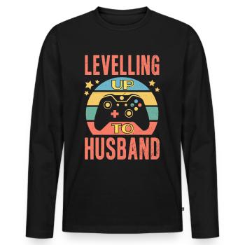 Gamer Ehemann Geschenk Hochzeit Heirat Level Up - Männer Premium Bio Langarmshirt - Schwarz - Vorne - Nico (187cm)