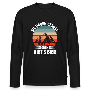 Wandern Geschenkidee Wanderer Berge Trekking - Männer Premium Bio Langarmshirt - Schwarz - Vorne - Nico (187cm)