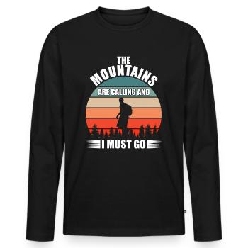 Wandern Geschenkidee Wanderer Berge Trekking - Männer Premium Bio Langarmshirt - Schwarz - Vorne - Nico (187cm)