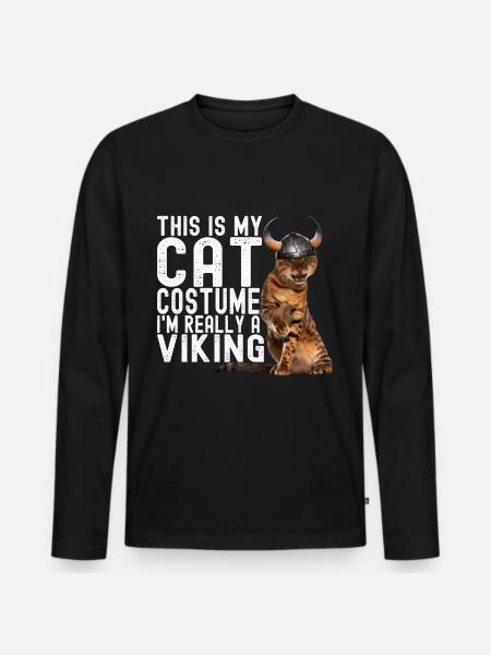 Viking Cat - Men's Premium Organic Long Sleeve Shirt - black