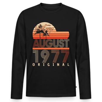 Born 1977 in August - Men's Premium Organic Long Sleeve Shirt - black - Front - Nico (187cm)