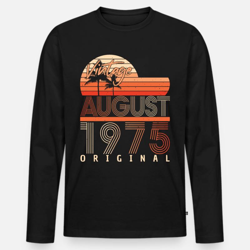 Retro 1975 August - Männer Premium Bio Langarmshirt - Schwarz