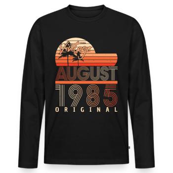 Vœux d’anniversaire pour août 1985 - T-shirt manches longues Premium bio Homme - noir - Devant - Nico (187cm)