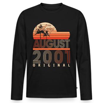 Mois de naissance Août 2001 - T-shirt manches longues Premium bio Homme - noir - Devant - Nico (187cm)