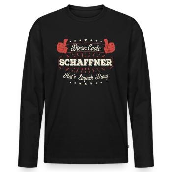 Dieser Coole Schaffner Geschenk Kollegen Spruch - Männer Premium Bio Langarmshirt - Schwarz - Vorne - Nico (187cm)