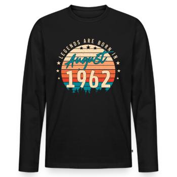 1962 In August 60th birthday - Men's Premium Organic Long Sleeve Shirt - black - Front - Nico (187cm)