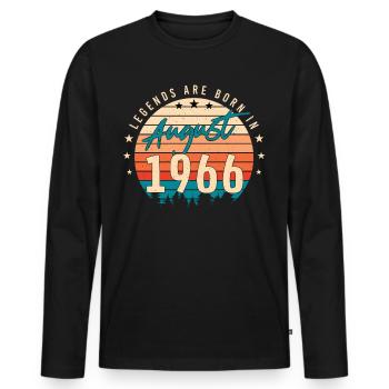 Vintage 1966 Im August - Männer Premium Bio Langarmshirt - Schwarz - Vorne - Nico (187cm)