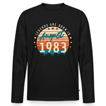 Geboren 1983 Im August - Männer Premium Bio Langarmshirt - Schwarz - Vorne - Nico (187cm)