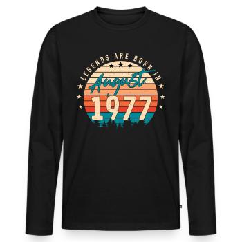 Baujahr August 1977 - Männer Premium Bio Langarmshirt - Schwarz - Vorne - Nico (187cm)
