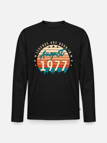 Baujahr August 1977 - Männer Premium Bio Langarmshirt - Schwarz