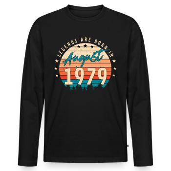 Baujahr August 1979 - Männer Premium Bio Langarmshirt - Schwarz - Vorne - Nico (187cm)