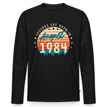 Geboren 1984 Im August - Männer Premium Bio Langarmshirt - Schwarz - Vorne - Nico (187cm)