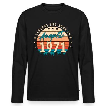1971 En août vœux d’anniversaire - T-shirt manches longues Premium bio Homme - noir - Devant - Nico (187cm)