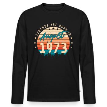 1973 Im August Geburtstagsgruss - Männer Premium Bio Langarmshirt - Schwarz - Vorne - Nico (187cm)