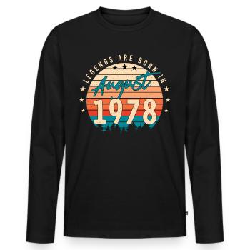 Baujahr August 1978 - Männer Premium Bio Langarmshirt - Schwarz - Vorne - Nico (187cm)