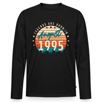 Mois de naissance Août 1995 - T-shirt manches longues Premium bio Homme - noir - Devant - Nico (187cm)