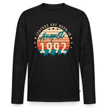 A l’âge de 30 août 1992 - T-shirt manches longues Premium bio Homme - noir - Devant - Nico (187cm)