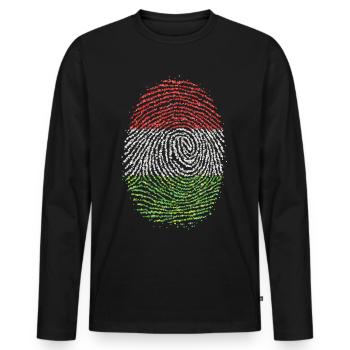 Hungary Hungarian Hungarian Fingerprint Flag - Men's Premium Organic Long Sleeve Shirt - black - Front - Nico (187cm)