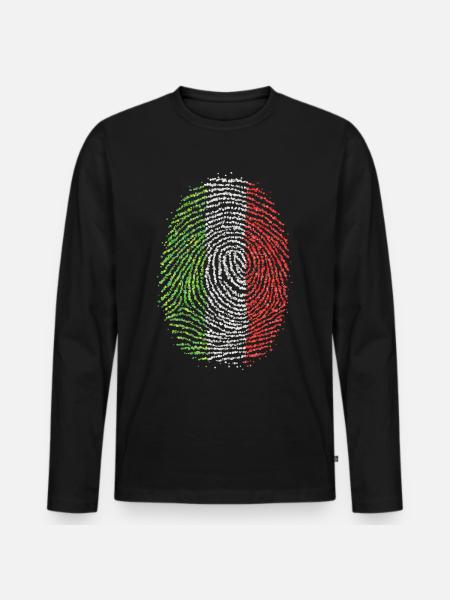 Italien Italiener Italienisch Fingerabdruck Flagge - Männer Premium Bio Langarmshirt - Schwarz